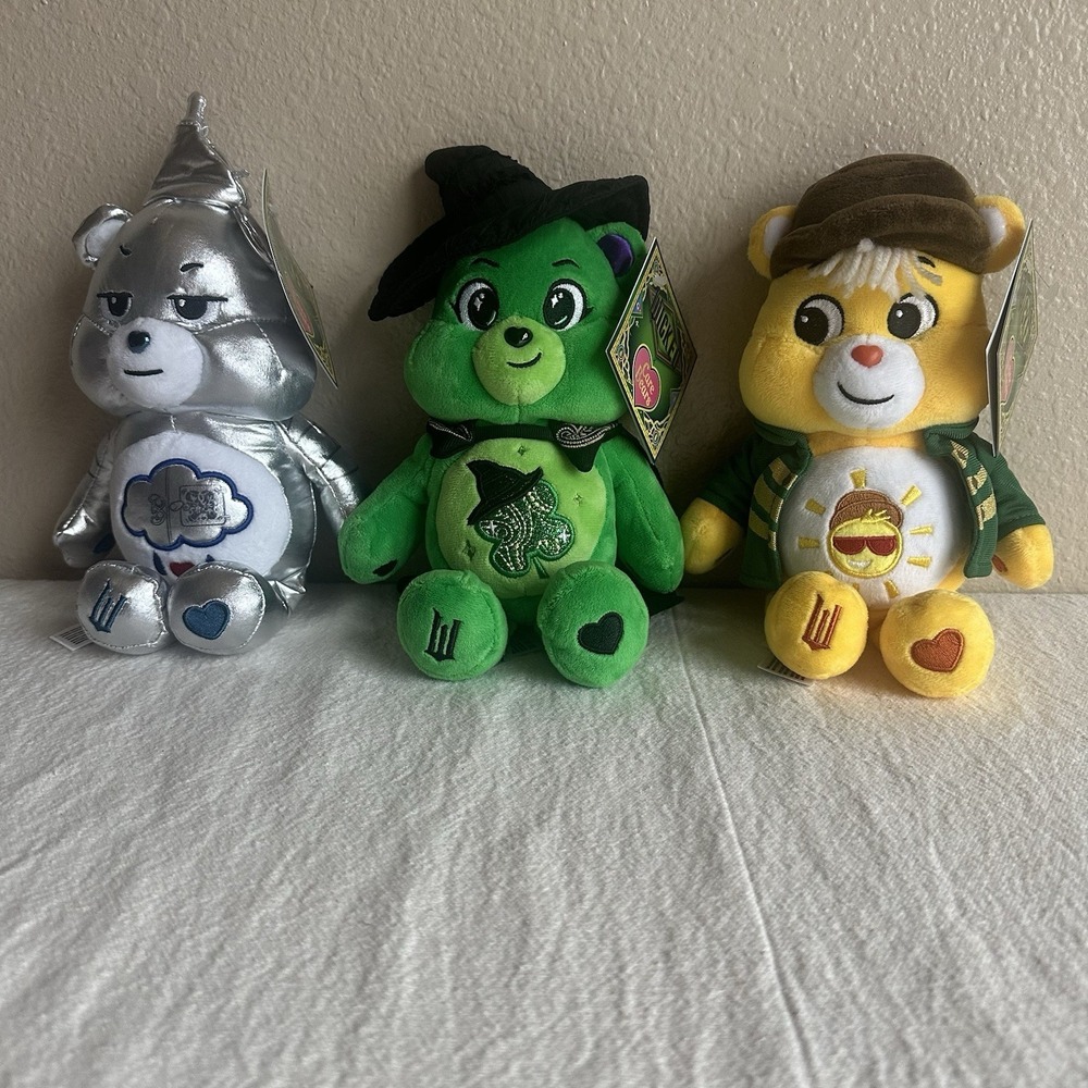 Care Bears Wicked Plush 9" Scarecrow Tin Man & Lucky Bear Lot 3 NWT Collectible